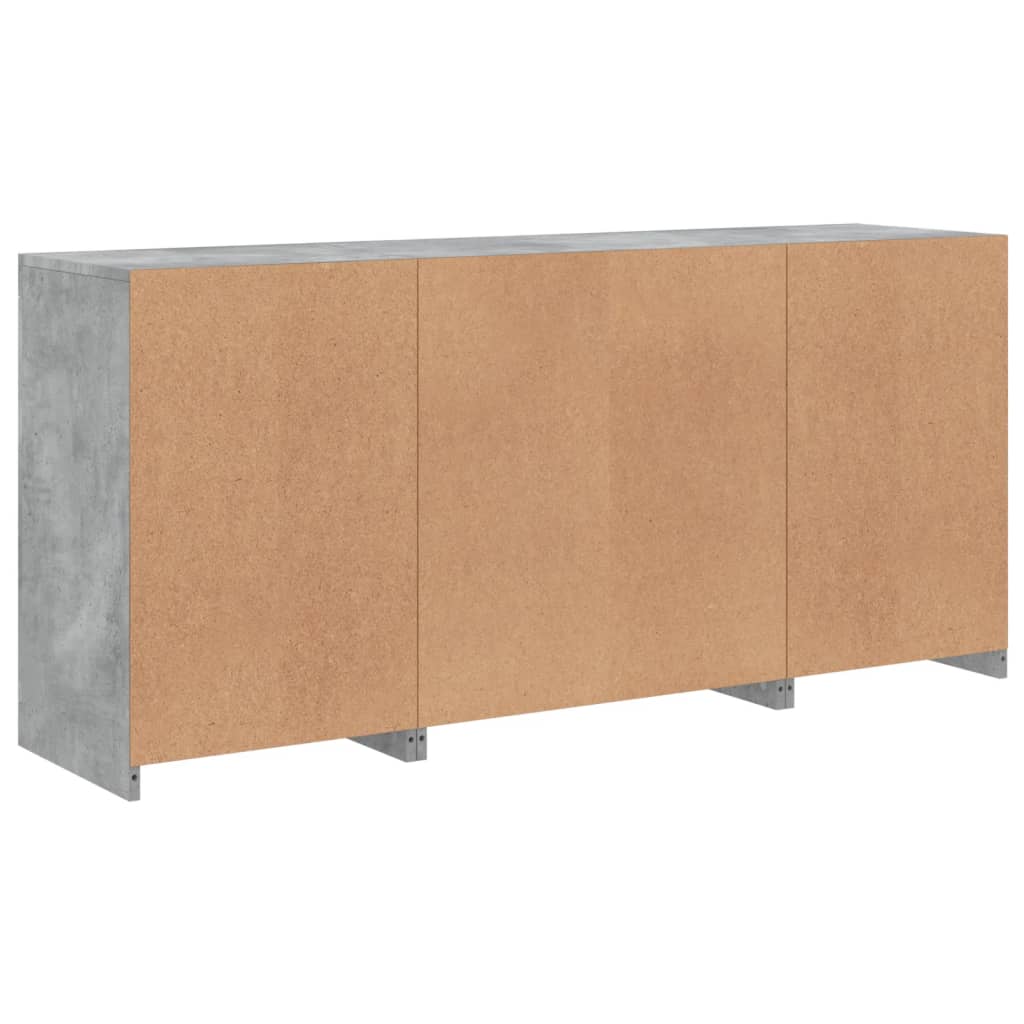 Dressoir met LED-verlichting 142,5x37x67 cm betongrijs