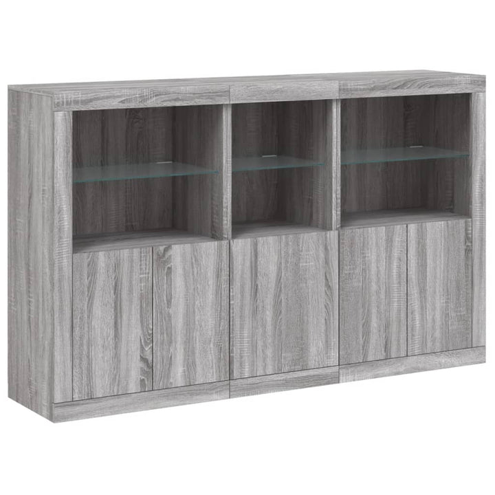 Dressoir met LED-verlichting 162x37x100 cm grijs sonoma eiken