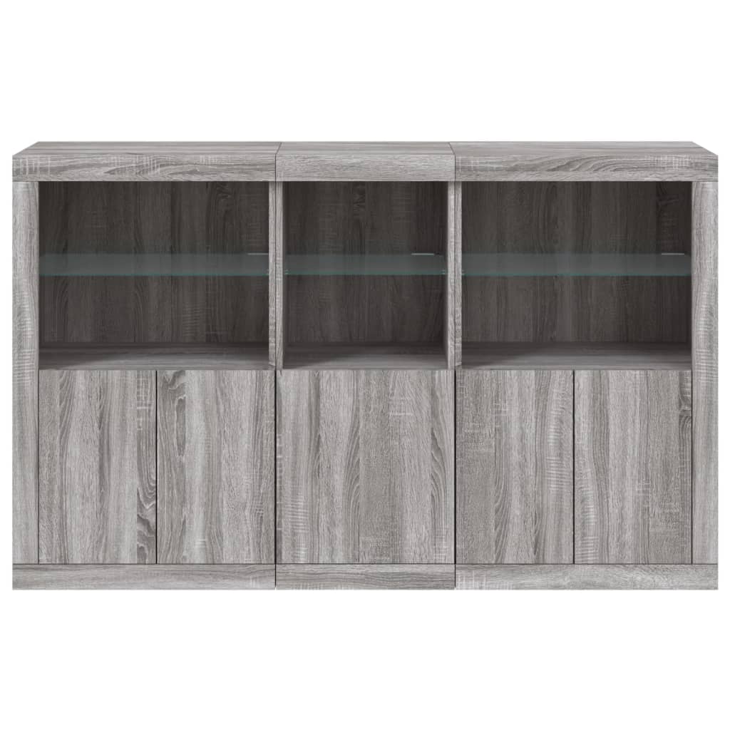 Dressoir met LED-verlichting 162x37x100 cm grijs sonoma eiken