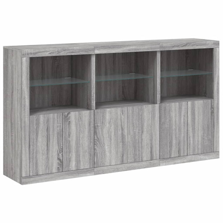 Dressoir met LED-verlichting 181,5x37x100 cm grijs sonoma eiken