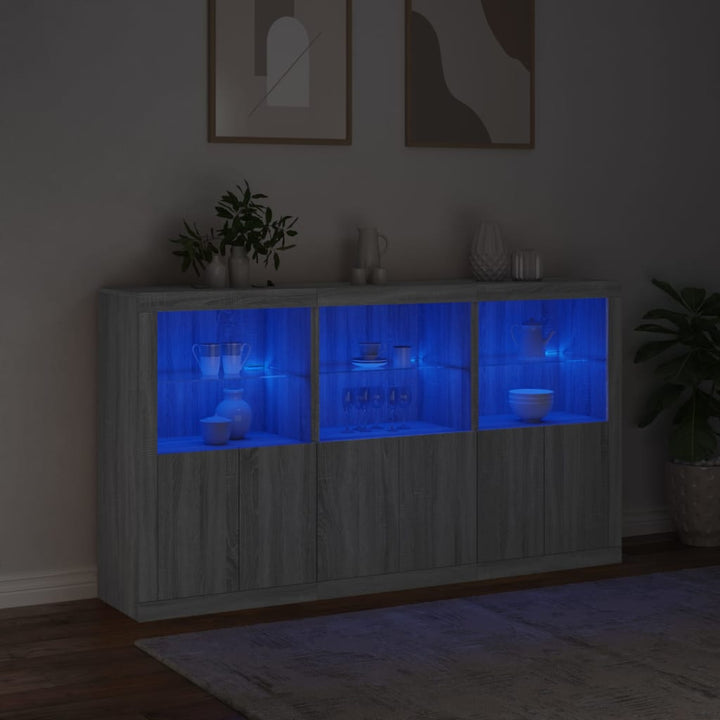 Dressoir met LED-verlichting 181,5x37x100 cm grijs sonoma eiken