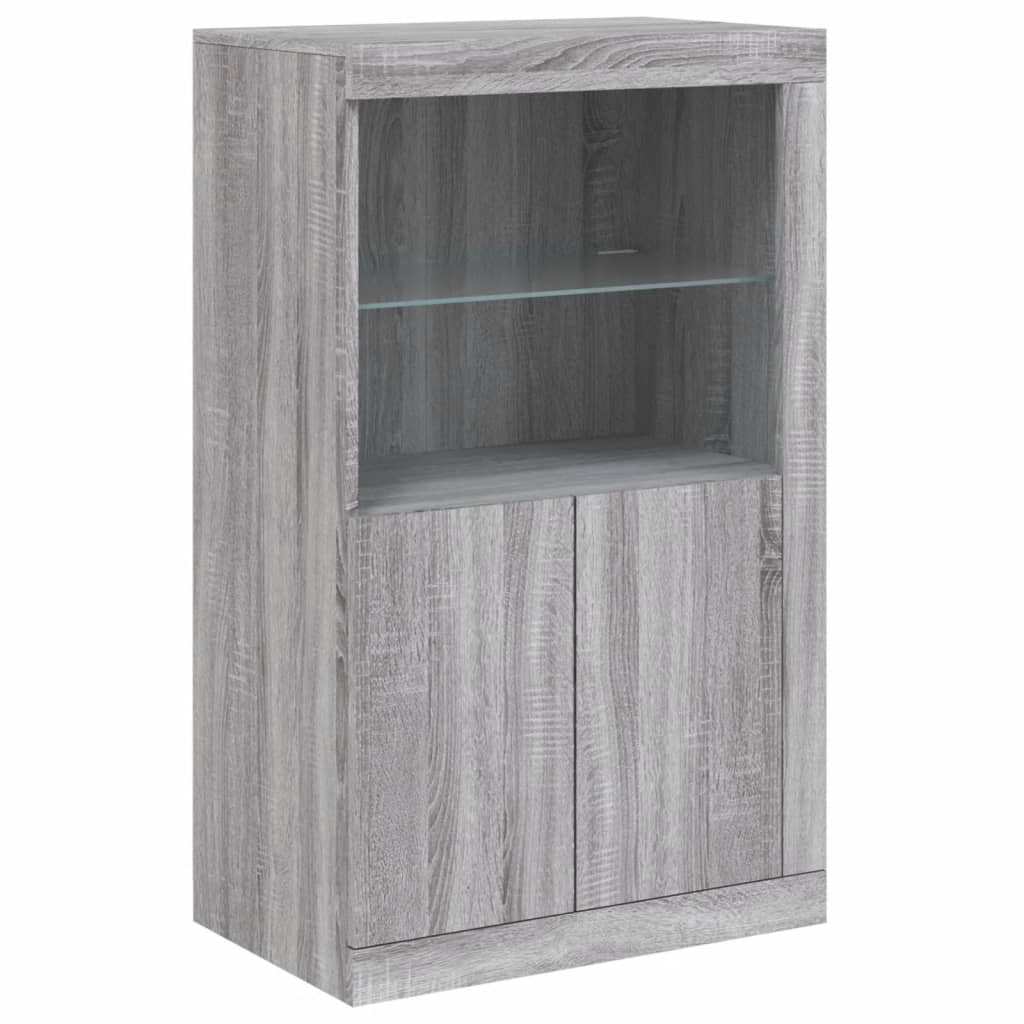 Dressoir met LED-verlichting 283x37x100 cm grijs sonoma eiken