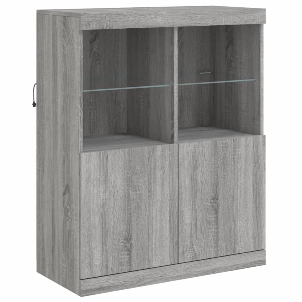 Dressoir met LED-verlichting 283x37x100 cm grijs sonoma eiken