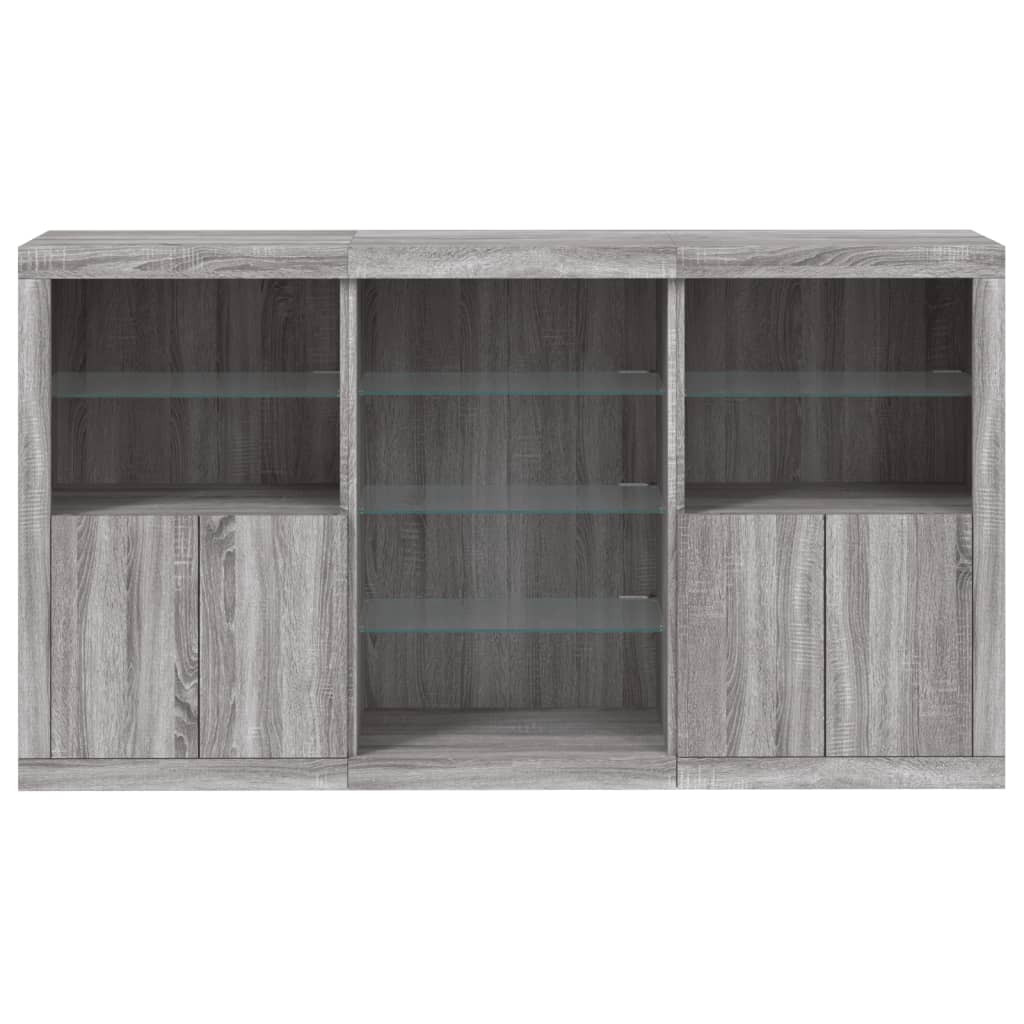 Dressoir met LED-verlichting 181,5x37x100 cm grijs sonoma eiken