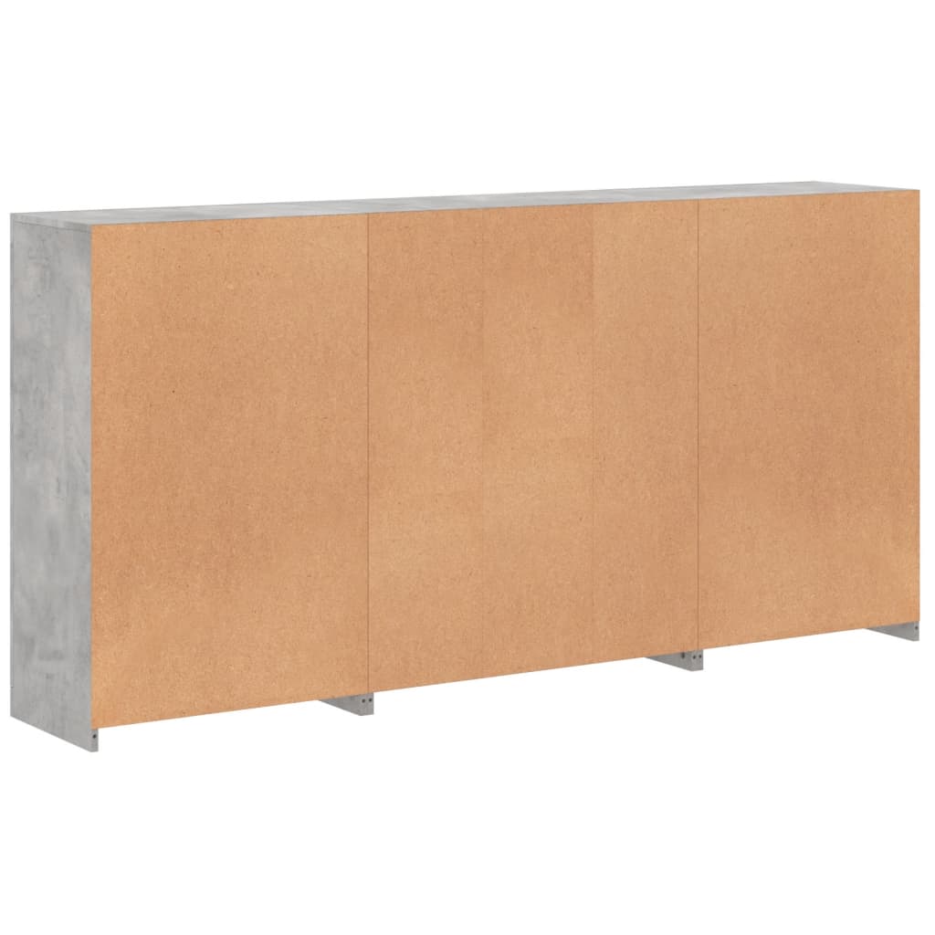 Dressoir met LED-verlichting 202x37x100 cm betongrijs