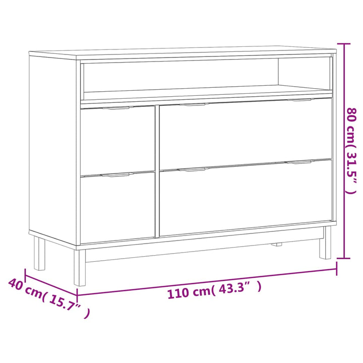 Ladekast FLAM 110x40x80 cm massief grenenhout