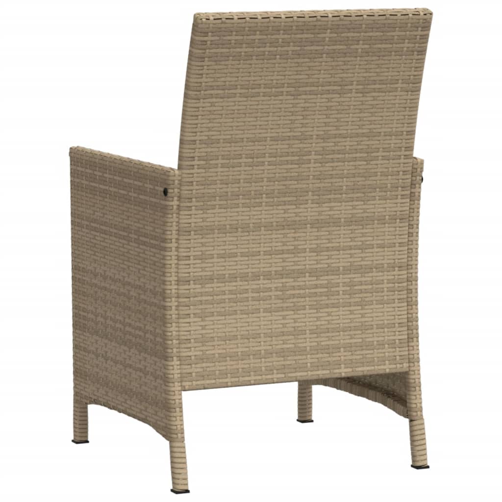 3-delige Bistroset met kussens poly rattan gemengd beige