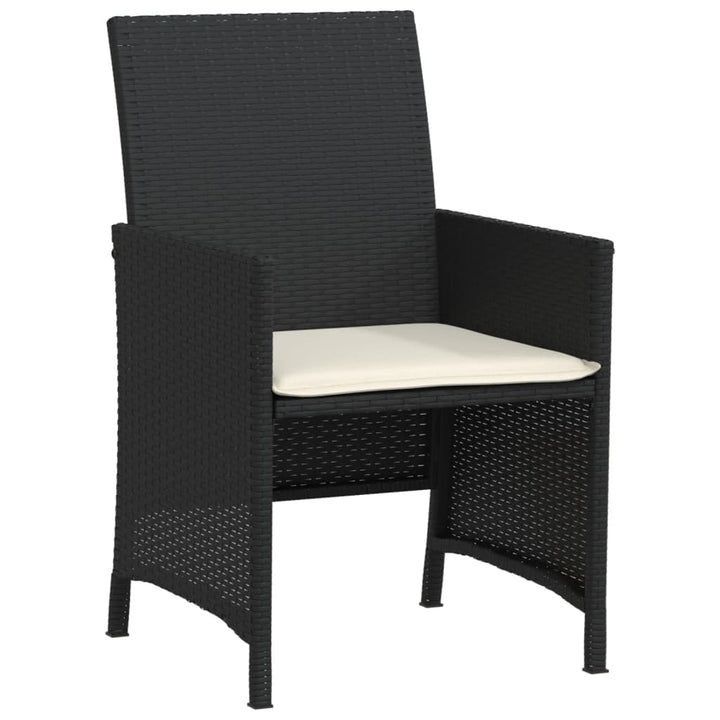 3-delige Bistroset met kussens poly rattan zwart