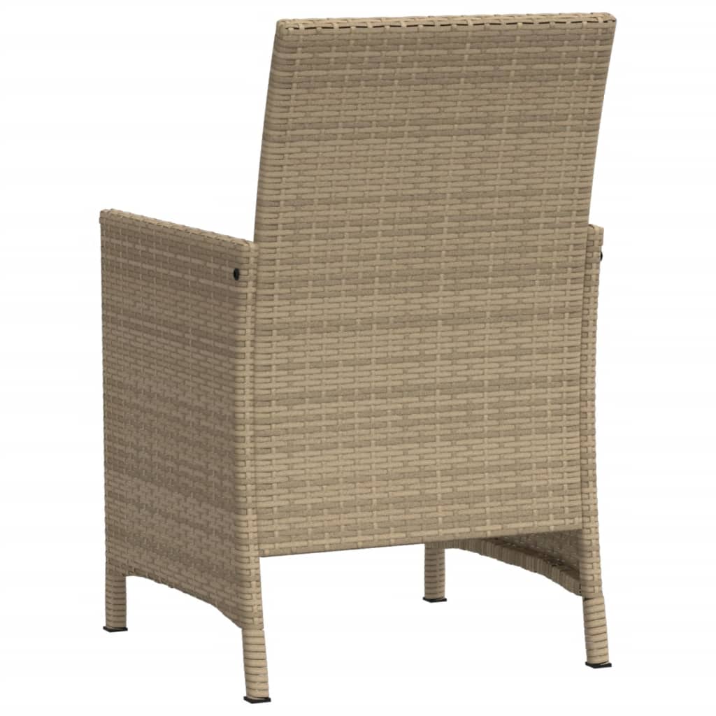 3-delige Bistroset met kussens poly rattan beige