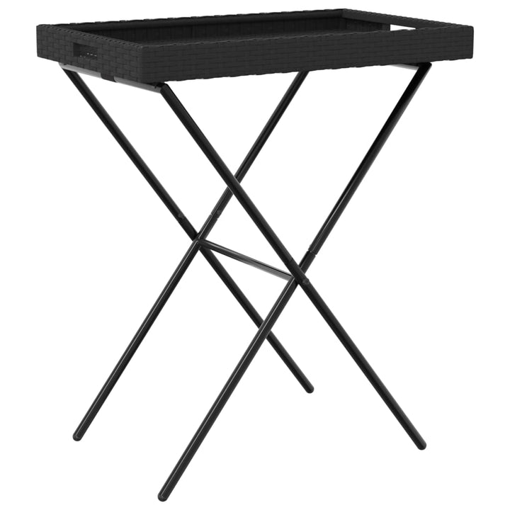 Dienbladtafel inklapbaar 65x40x75 cm poly rattan zwart