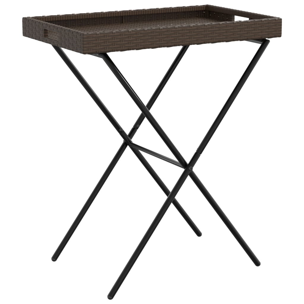 Dienbladtafel inklapbaar 65x40x75 cm poly rattan bruin