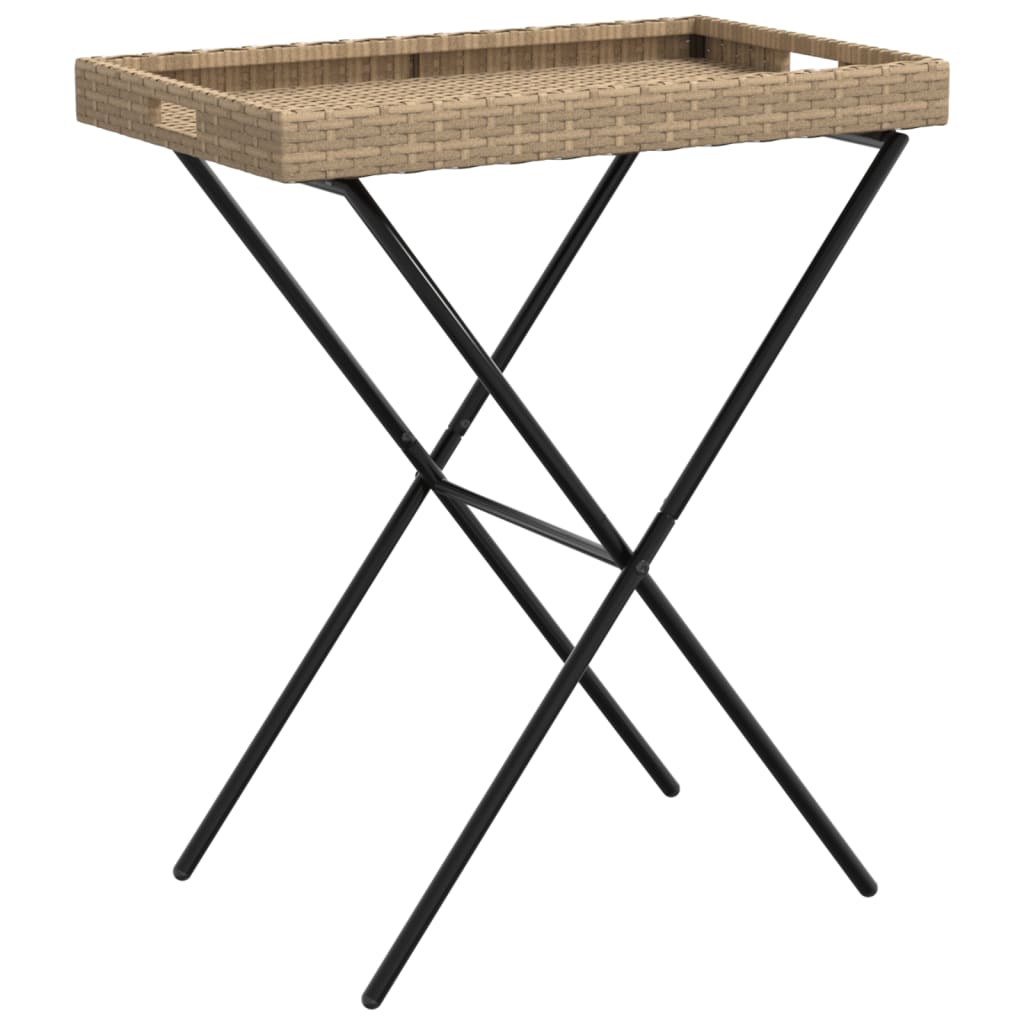 Dienbladtafel inklapbaar 65x40x75 cm poly rotan beige