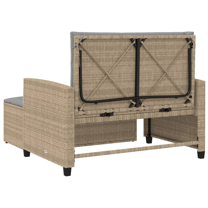 Tuinbank 2-zits met kussens poly rattan beige