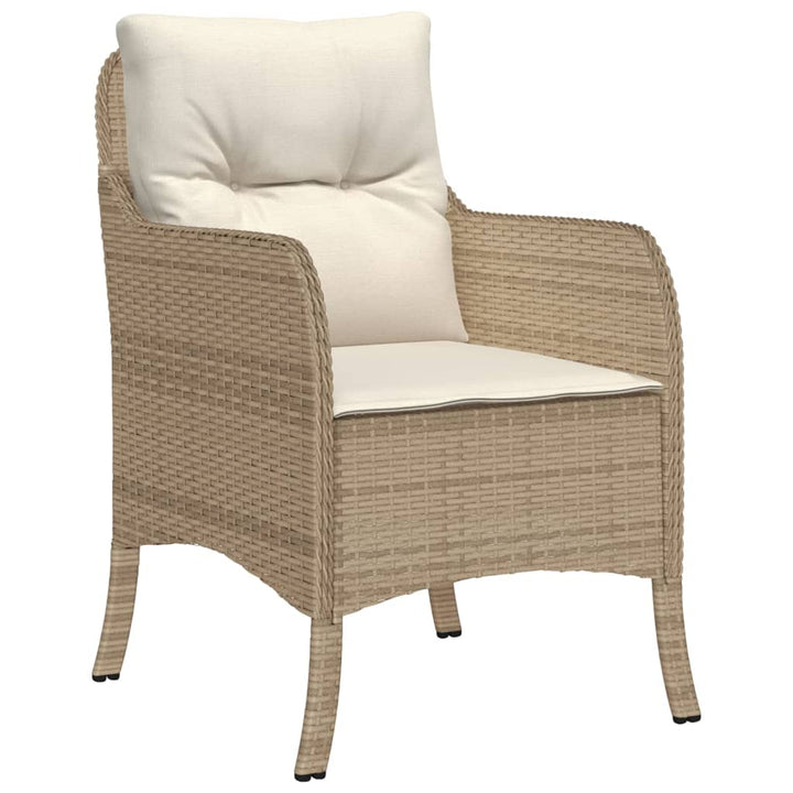 Tuinstoelen 2 st met kussens poly rattan beige