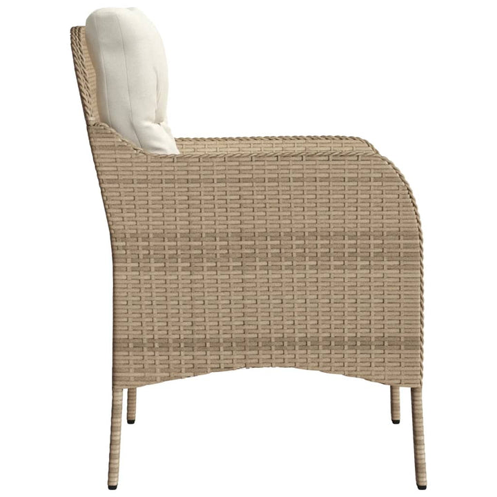 Tuinstoelen 2 st met kussens poly rattan beige