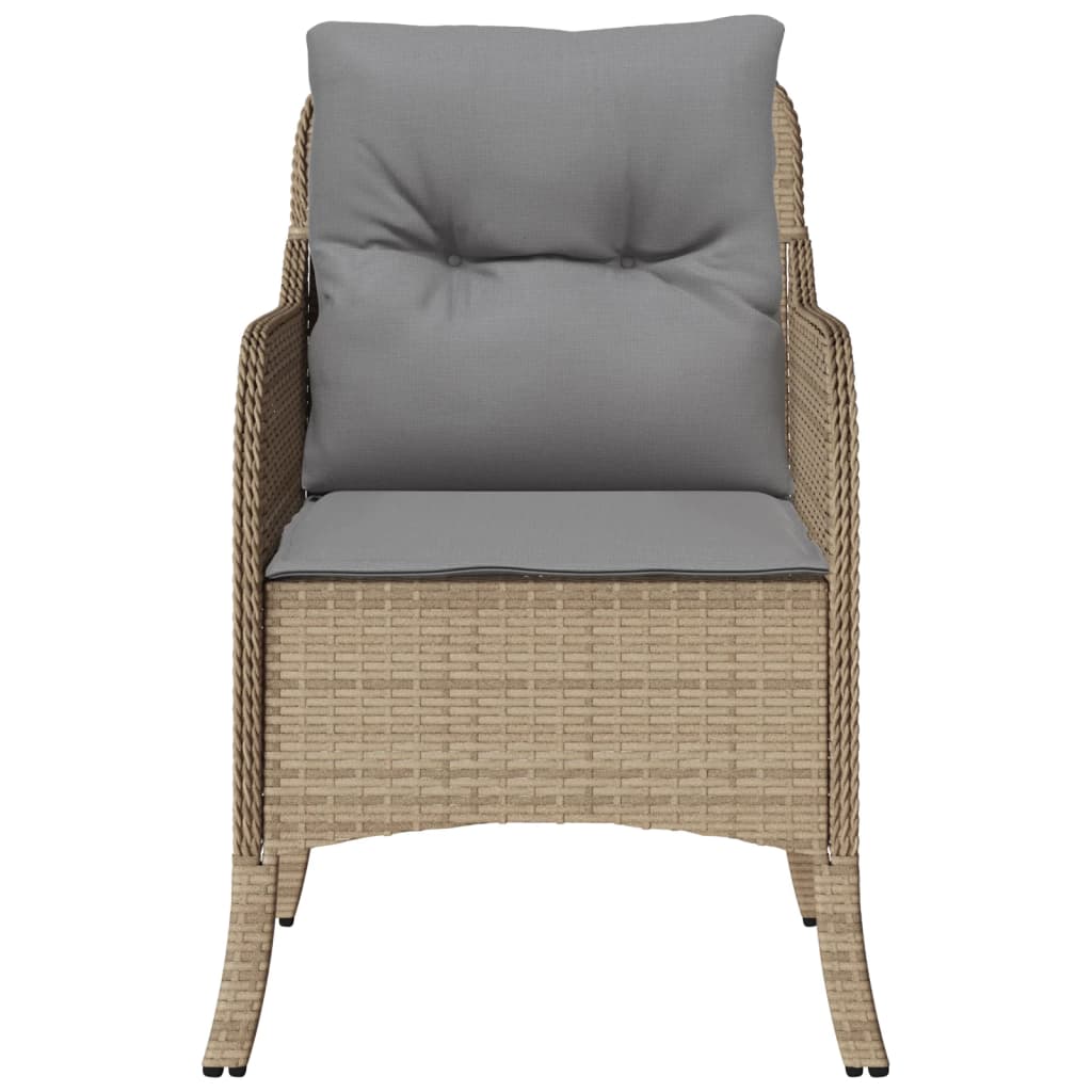 Tuinstoelen 2 st met kussens poly rattan gemengd beige