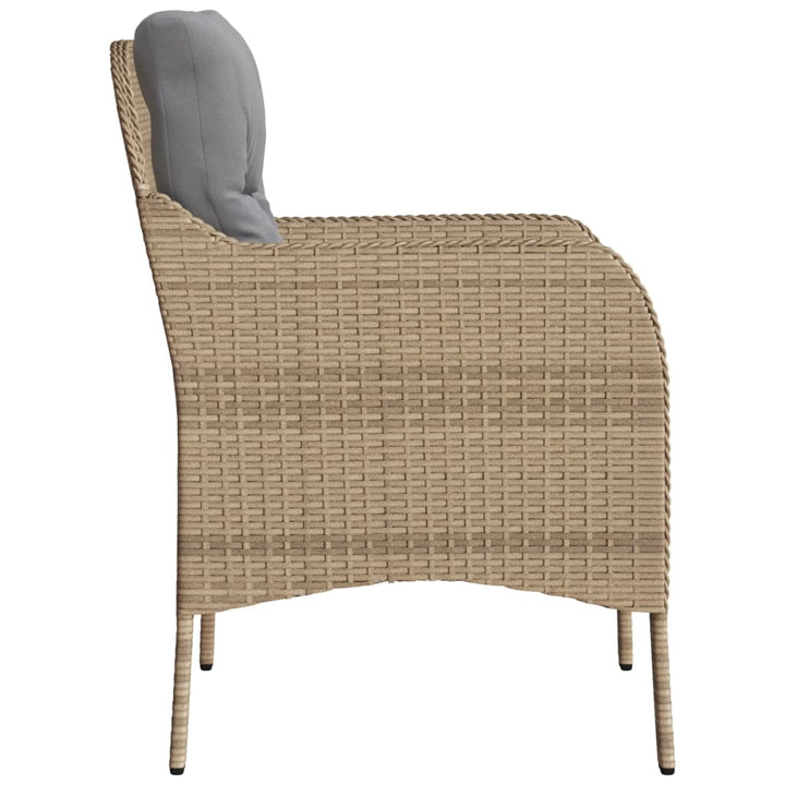 Tuinstoelen 2 st met kussens poly rattan gemengd beige