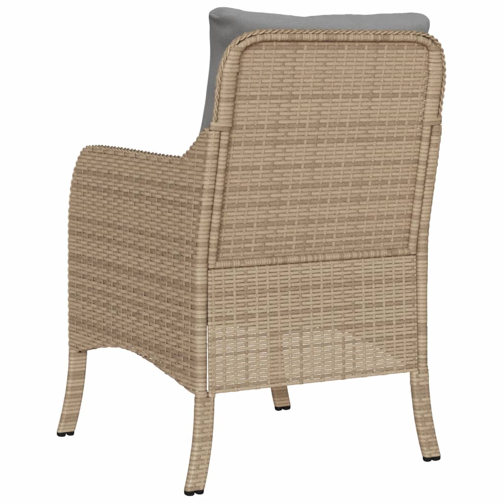 Tuinstoelen 2 st met kussens poly rattan gemengd beige