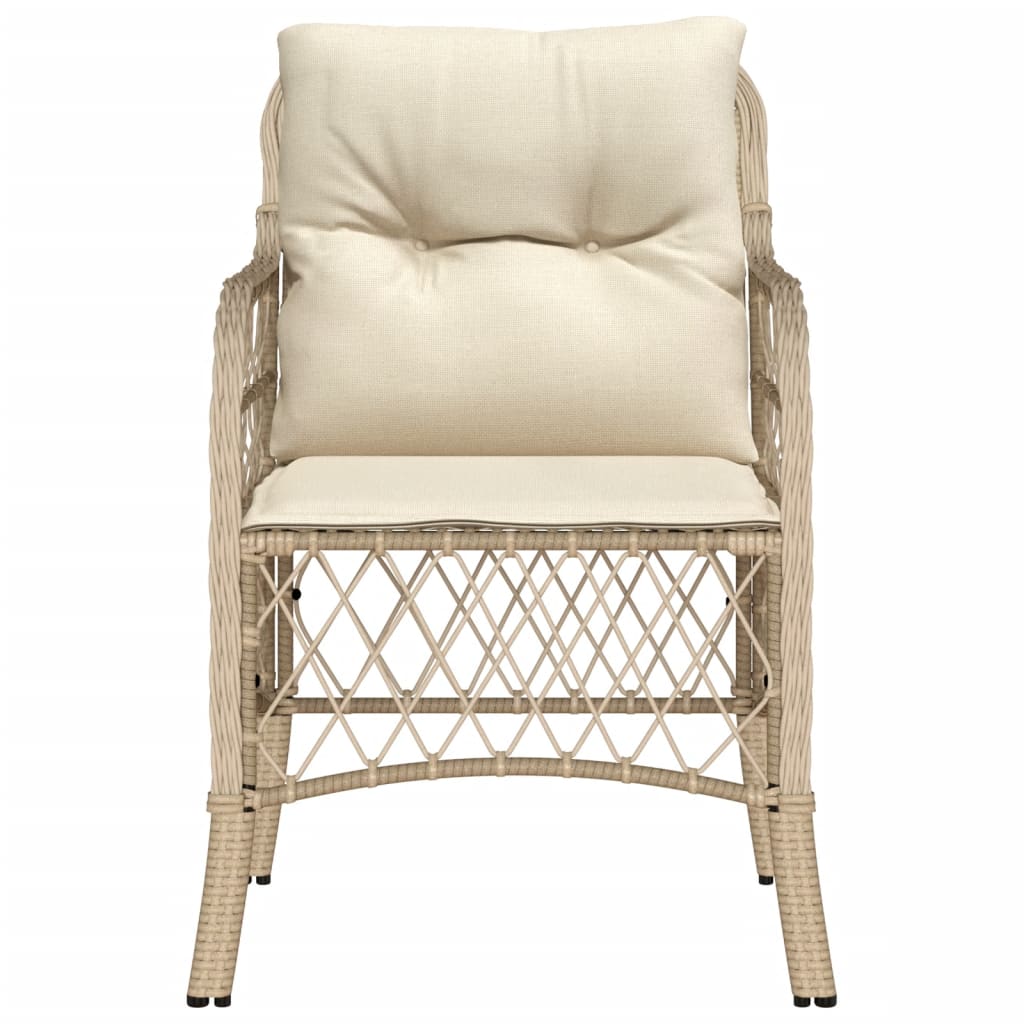 Tuinstoelen 2 st met kussens poly rattan beige