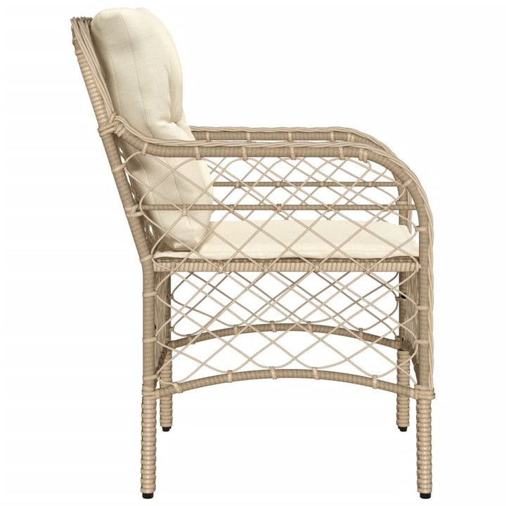 Tuinstoelen 2 st met kussens poly rattan beige