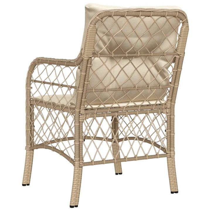 Tuinstoelen 2 st met kussens poly rattan beige