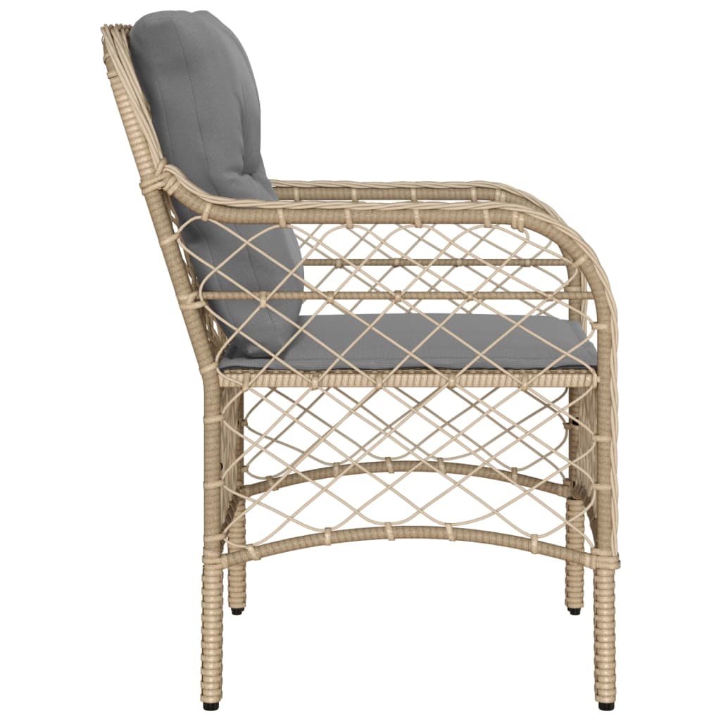 Tuinstoelen 2 st met kussens poly rattan gemengd beige