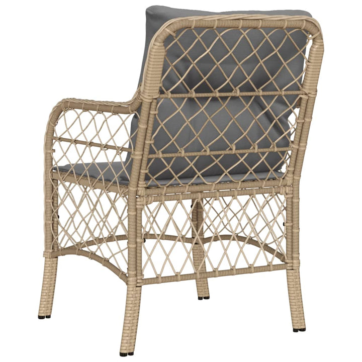 Tuinstoelen 2 st met kussens poly rattan gemengd beige