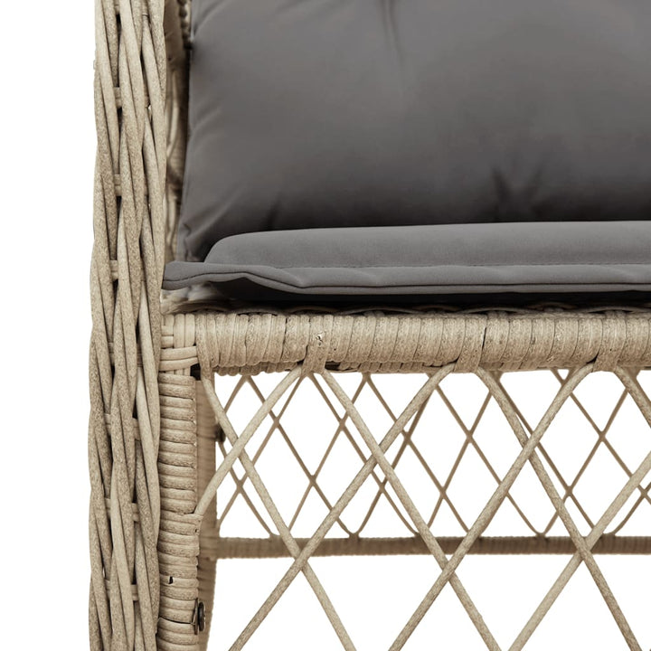 Tuinstoelen 2 st met kussens poly rattan gemengd beige