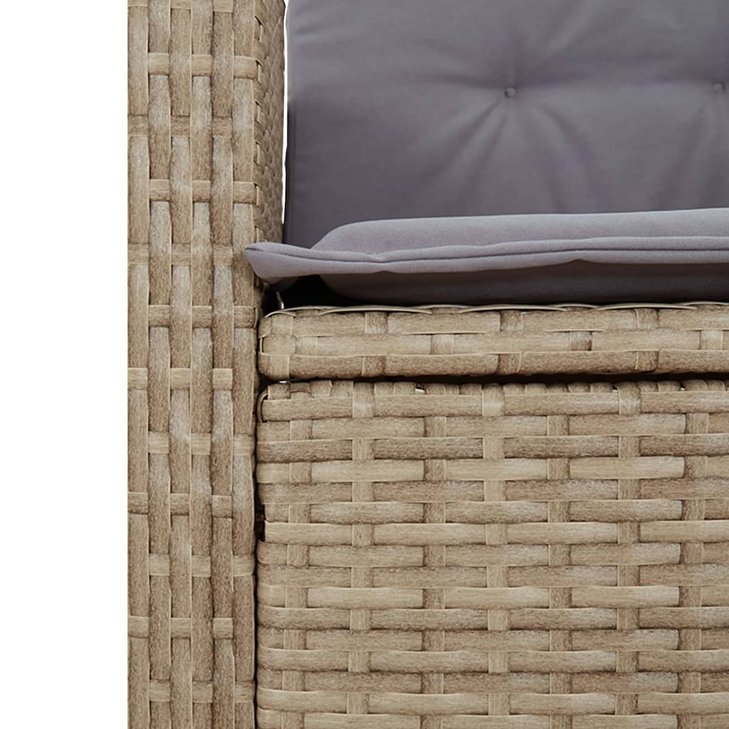 Tuinstoel verstelbaar met kussens poly rattan gemengd beige