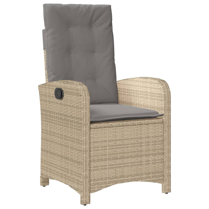 Tuinstoelen 2 st verstelbaar kussens poly rattan gemengd beige