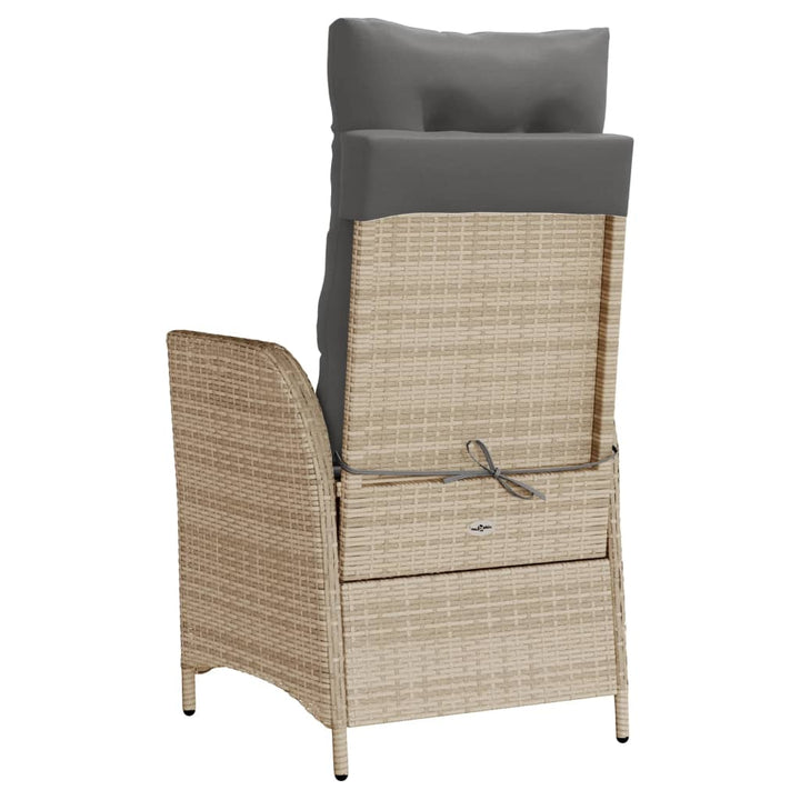 Tuinstoelen 2 st verstelbaar kussens poly rattan gemengd beige