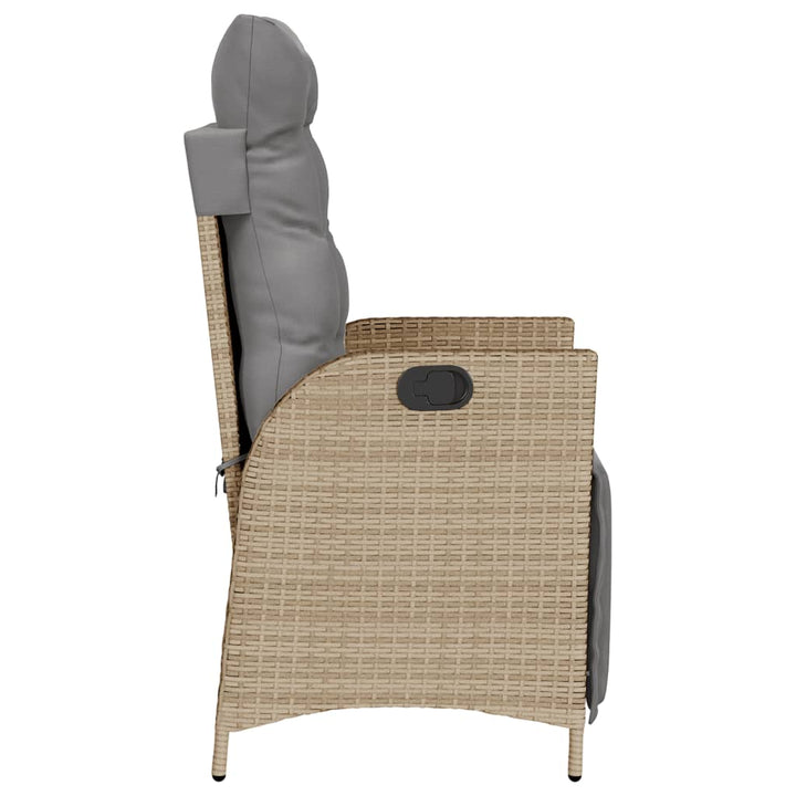 Tuinstoelen 2 st verstelbaar voetensteun poly rattan beige mix