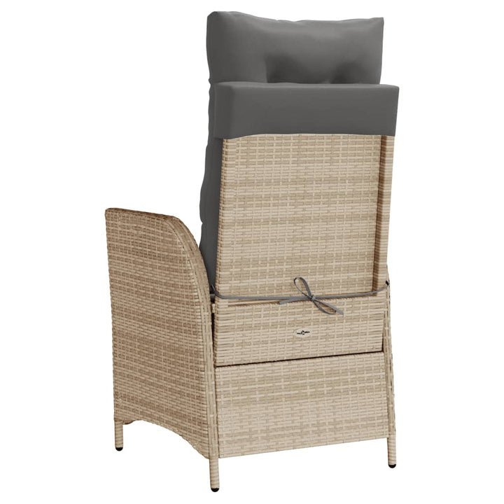 Tuinstoelen 2 st verstelbaar voetensteun poly rattan beige mix