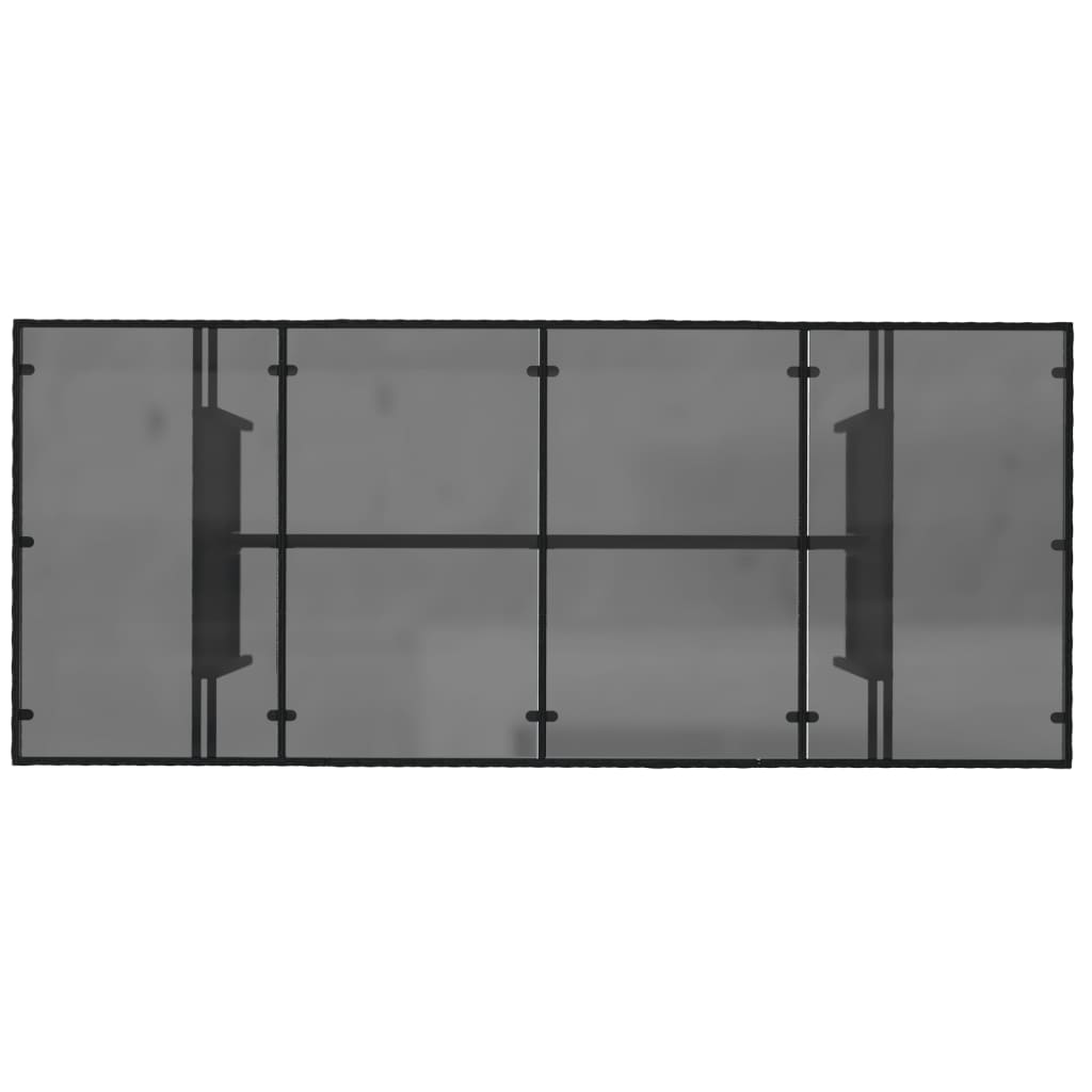 Tuintafel met glazen blad 190x80x74 cm poly rattan zwart