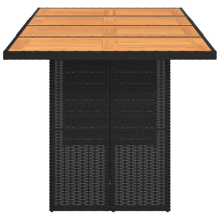 Tuintafel met acaciahouten blad 190x80x74 cm poly rattan zwart