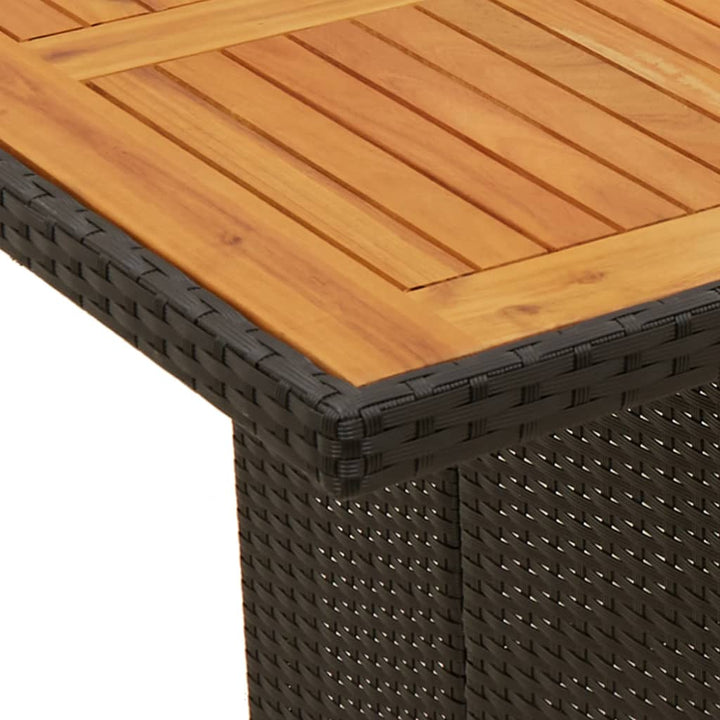 Tuintafel met acaciahouten blad 190x80x74 cm poly rattan zwart