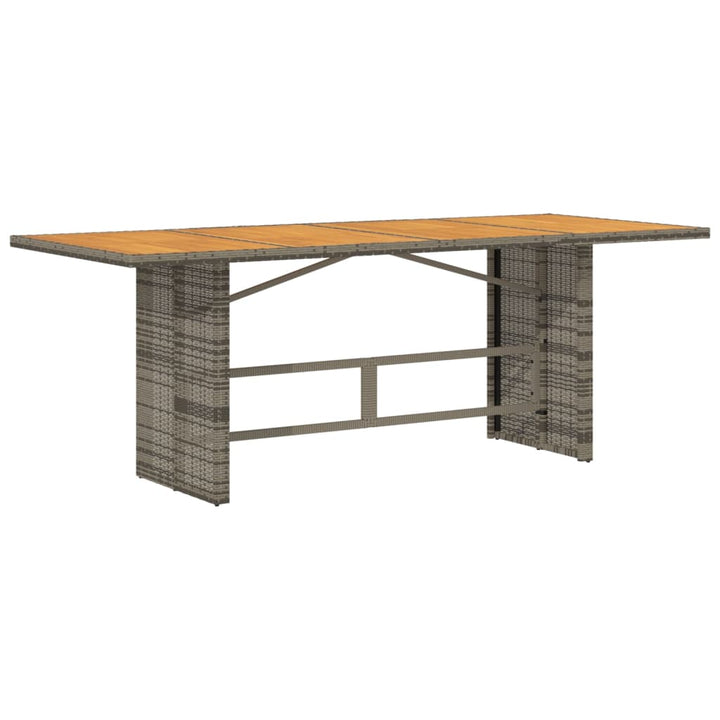 Tuintafel met acaciahouten blad 190x80x74 cm poly rattan grijs