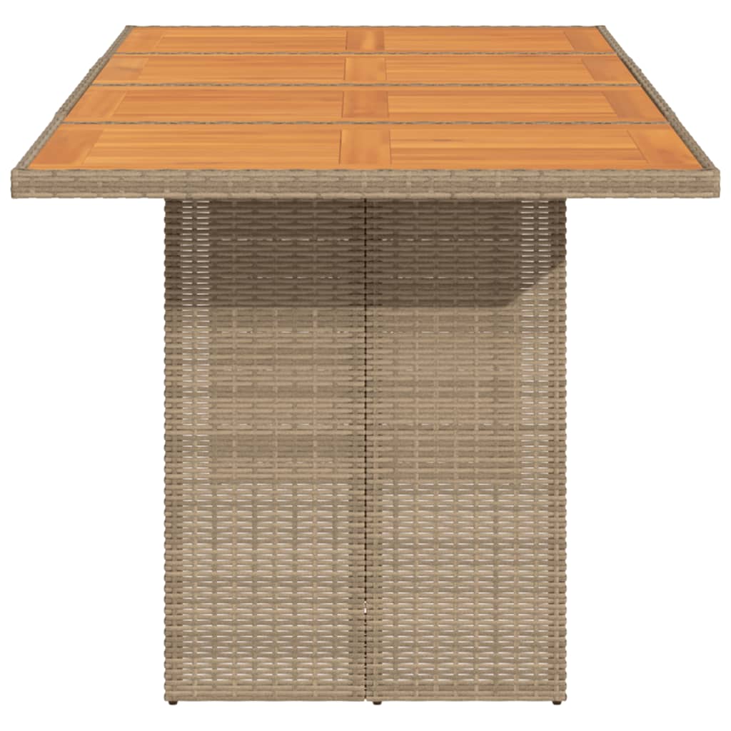 Tuintafel met acaciahouten blad 190x80x74 cm poly rattan beige