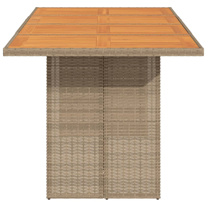 Tuintafel met acaciahouten blad 190x80x74 cm poly rattan beige