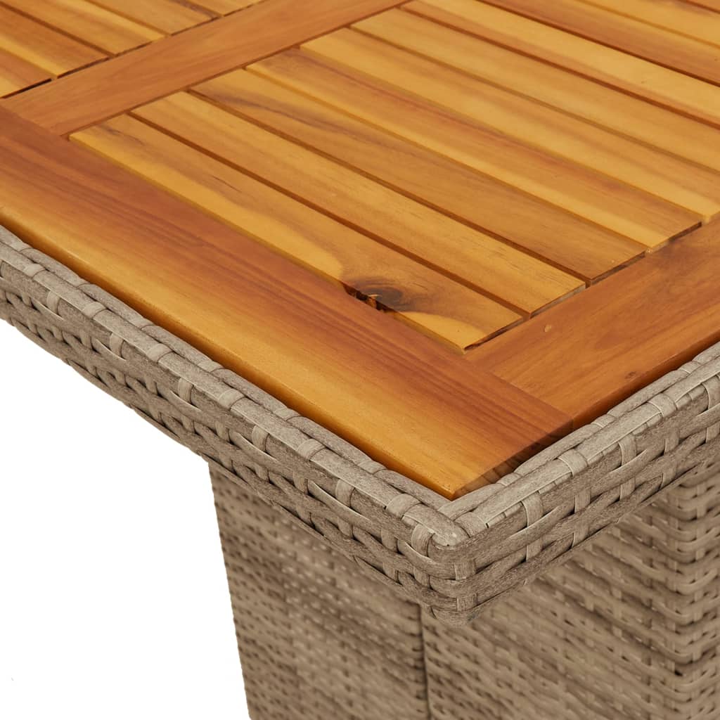 Tuintafel met acaciahouten blad 190x80x74 cm poly rattan beige