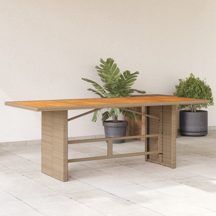 Tuintafel met acaciahouten blad 190x80x74 cm poly rattan beige