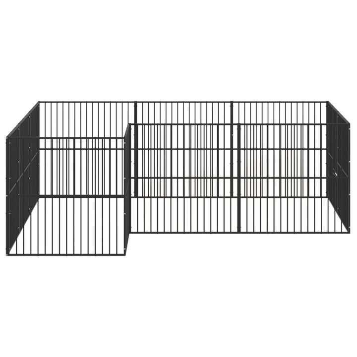 Hondenkennel 12 panelen gepoedercoat staal zwart
