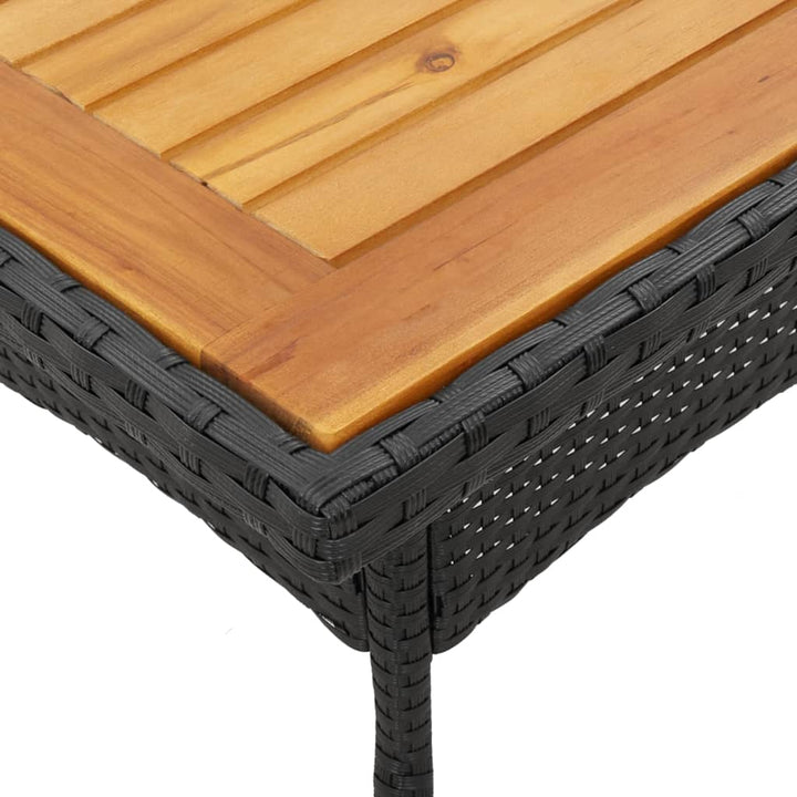 Tuintafel met acaciahouten blad 80x80x75 cm poly rattan zwart