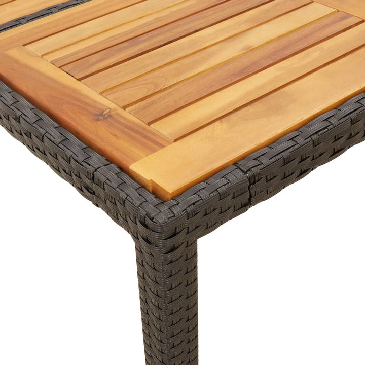 Tuintafel met acaciahouten blad 90x90x75 cm poly rattan zwart