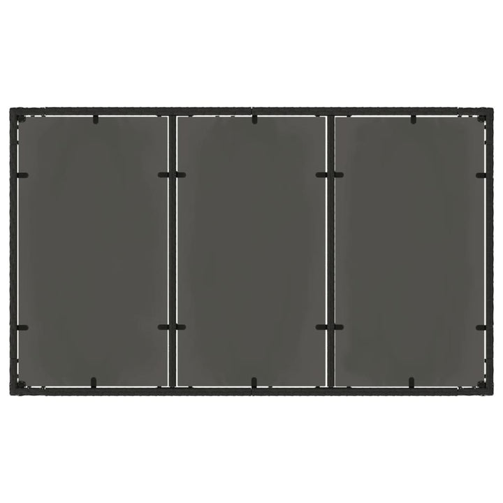 Tuintafel met glazen blad 150x90x75 cm poly rattan zwart