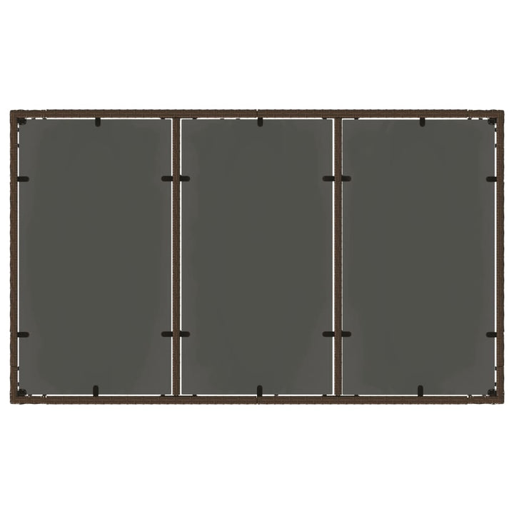 Tuintafel met glazen blad 150x90x75 cm poly rattan bruin