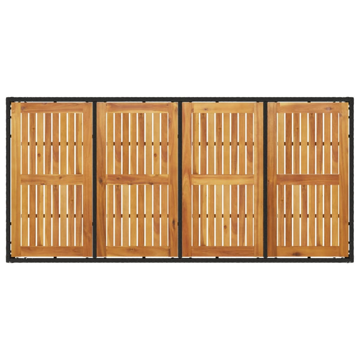 Tuintafel met acaciahouten blad 190x90x75 cm poly rattan zwart