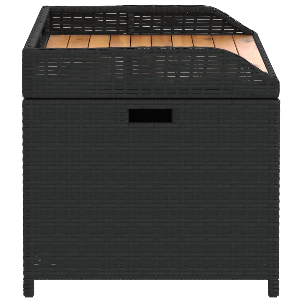 Opbergbankje 100x50x52 cm poly rattan en acaciahout zwart