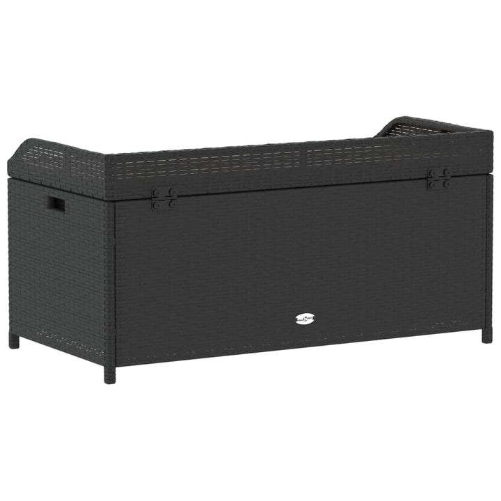 Opbergbankje 100x50x52 cm poly rattan en acaciahout zwart