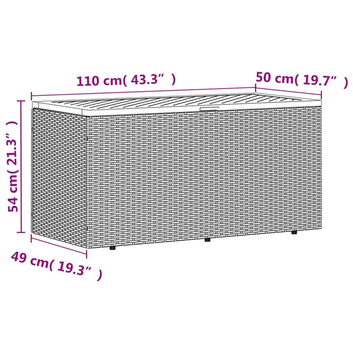 Tuinbox 110x50x54 cm poly rattan en acaciahout zwart